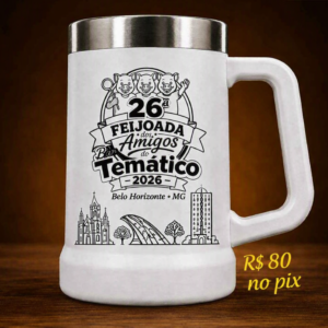 Copo térmico exclusivo da 26ª Feijoada - Cor Branca - 710 ml