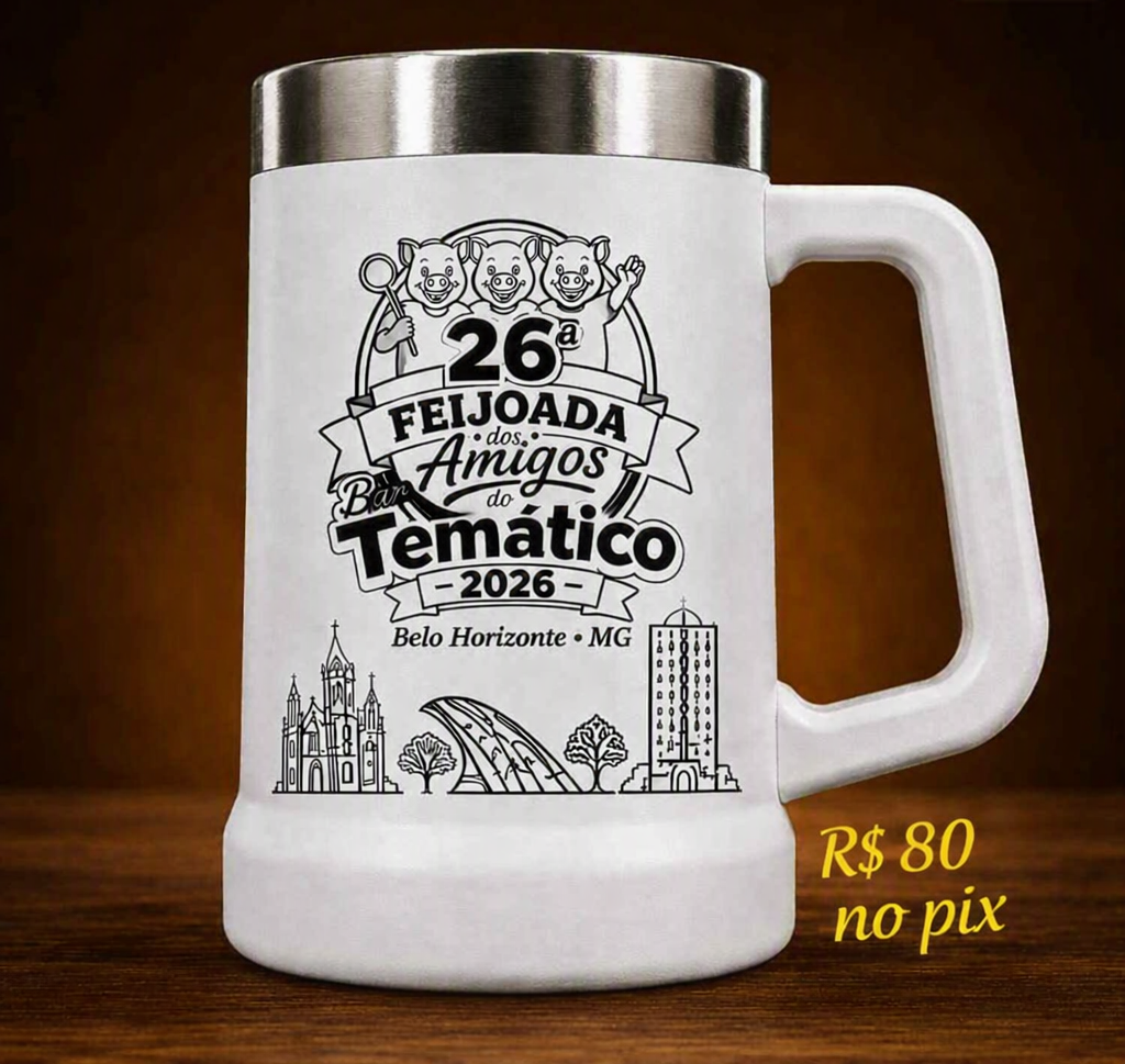 Copo térmico exclusivo da 26ª Feijoada - Cor Branca - 710 ml