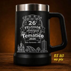 Copo térmico exclusivo da 26ª Feijoada - Cor Preta - 710 ml